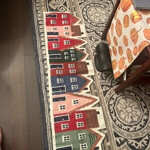 Threshold Festive Village Table Runner - Red, Green, Blue